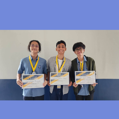 A photo of Team INC holding their certificates after winning an academic contest